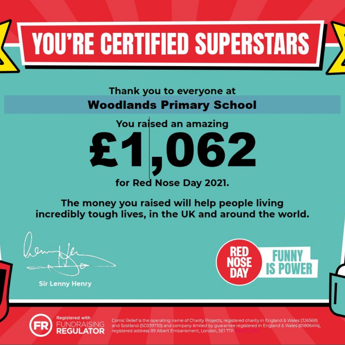 woodlands-primary-school-comic-relief-success